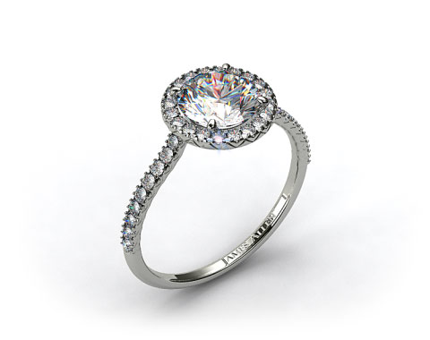 14k White Gold 0.29ctw Halo Pave Set Diamond Engagement Ring
